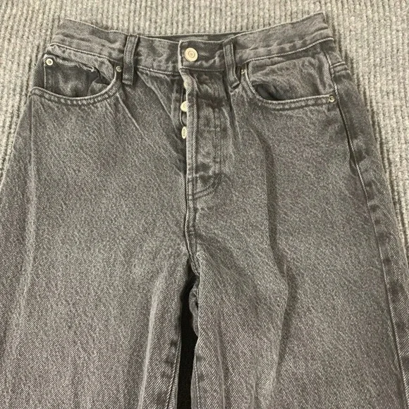 Pacsun Jeans Womens 25  Black Denim Dad Jean Distressed Baggy High‎ Rise 25x30 - Picture 4 of 16